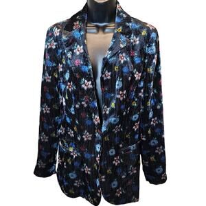 ett:twa Anthropologie Blooming Floral Velvet Blazer Womens Jacket Small Petite